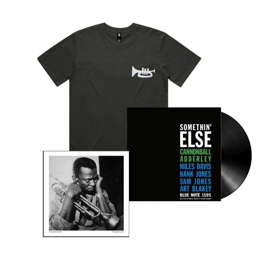 Cannonball Adderley: Somethin' Else LP (Blue Note Classic Vinyl Edition) + Trumpet T-Shirt + Miles Davis 12" x 12" Print